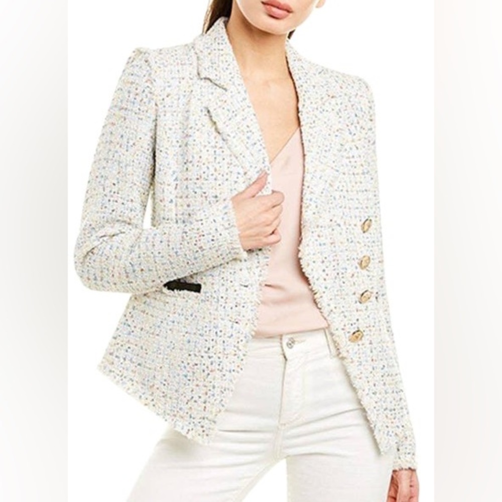 WALTER BAKER multicolor tweed notch lapel button blazer Size Small